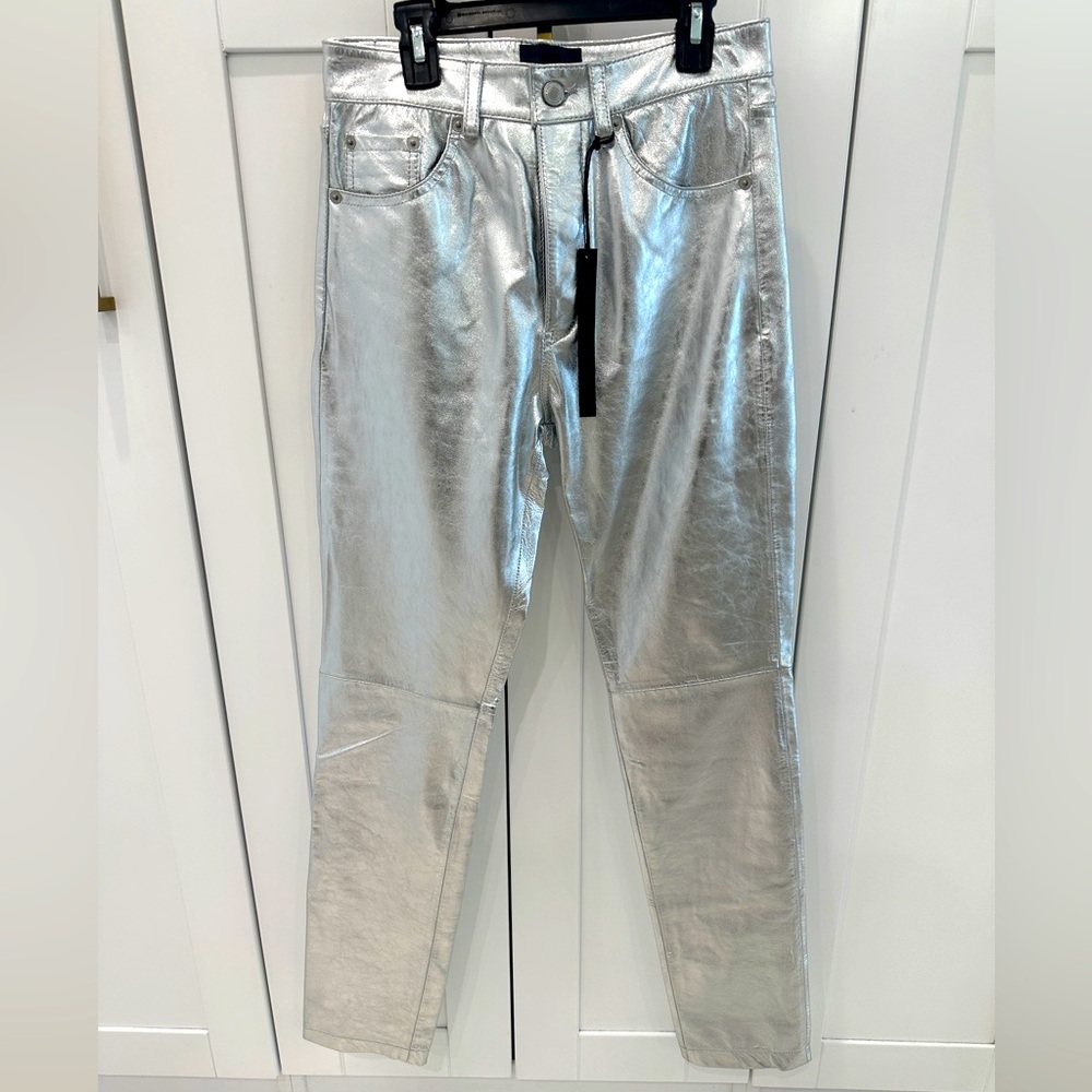 Zara Steven Meisel Metallic Leather Jeans